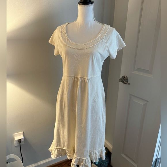 fresh produce Dresses & Skirts - Fresh Produce ivory scoop neck ruffle trim 100% cotton midi dress, size M